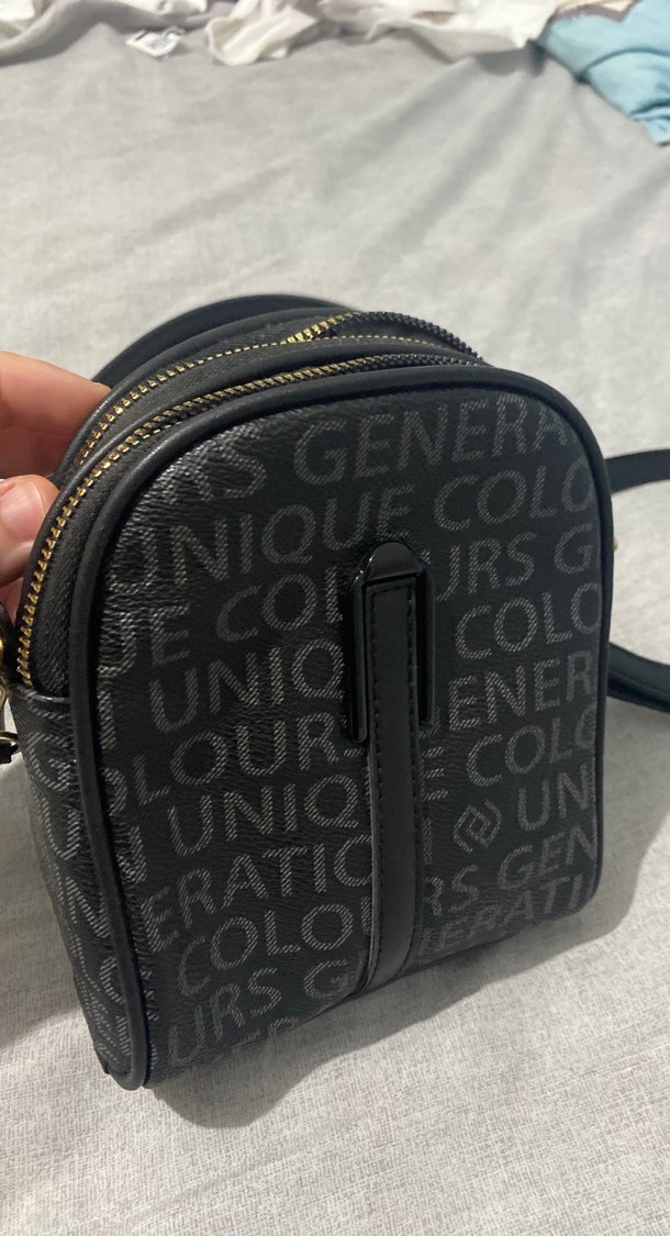 Siyah Baskılı Kadın Deri Çapraz Çanta - Görsel 4