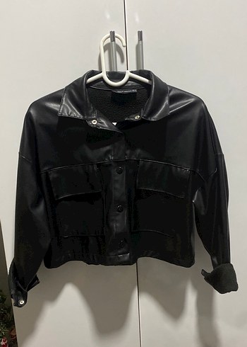 Siyah Düğmeli Deri Kadın Ceket - Görsel 5