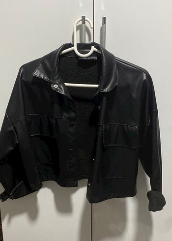 Siyah Düğmeli Deri Kadın Ceket - Görsel 4