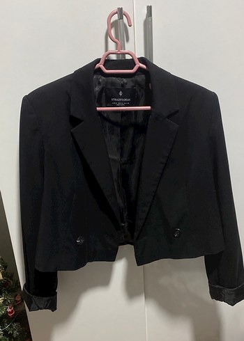 Stradivarius Siyah kısa blazer ceket - Görsel 2