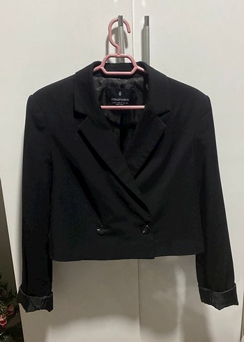 Stradivarius Siyah kısa blazer ceket - Görsel 3