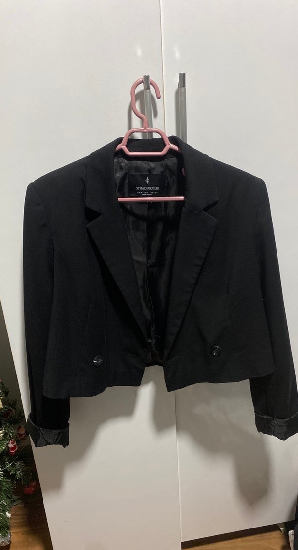 Stradivarius Siyah kısa blazer ceket - Görsel 2