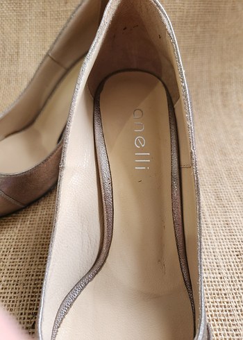 Anelli Shoes 37 Numara Şık Metalik Topuklu Ayakkabı - Görsel 4