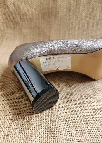 Anelli Shoes 37 Numara Şık Metalik Topuklu Ayakkabı - Görsel 6