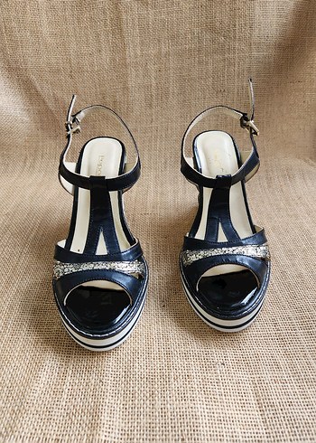 Beppo Hakiki Deri Dolgu Topuk Sandalet 37  Temiz - Görsel 2