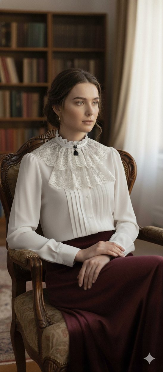 Dantelli Beyaz Gotik Kadın Broş - Görsel 3