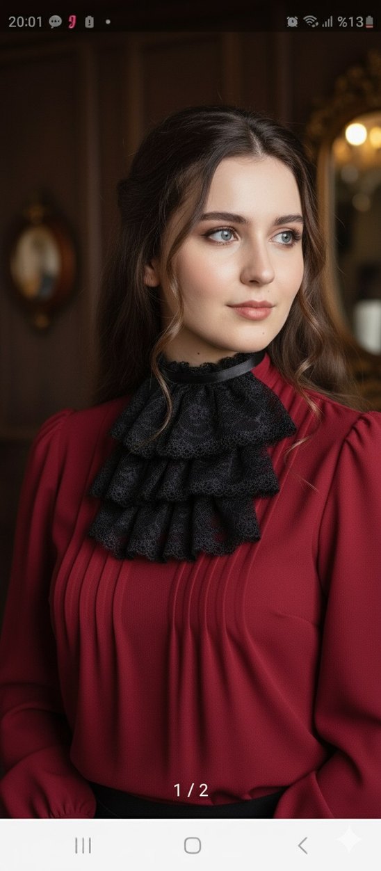 Siyah Fırfırlı Gotik Broş - Görsel 3