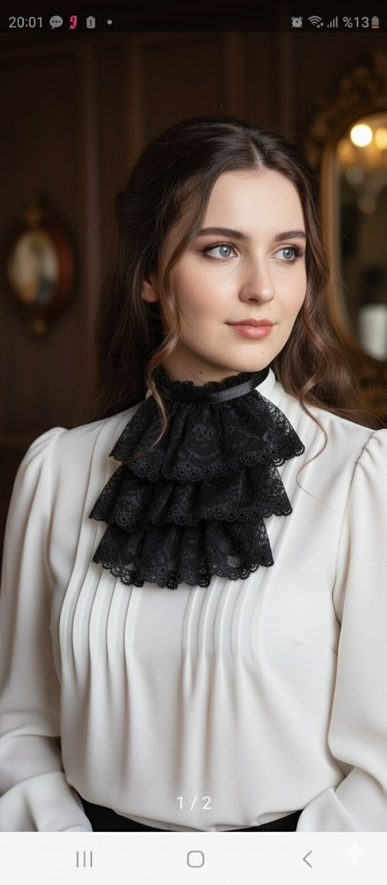 Siyah Fırfırlı Gotik Broş - Görsel 2