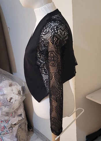 Standart Beden Beden siyah Renk Dantel Detaylı Siyah Gotik Bolero