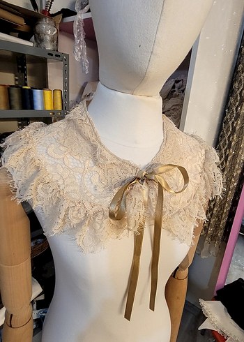 Bej Dantel Detaylı Bohem Kız Bolero - Görsel 3