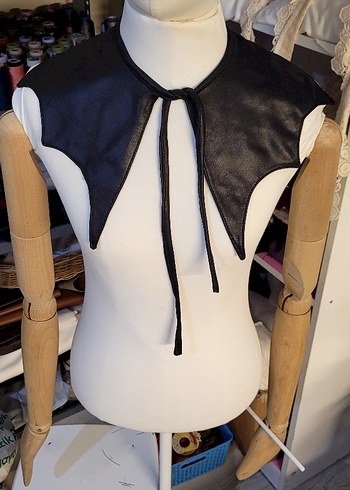 Kızlar için Siyah Deri Goth Bolero - Görsel 4