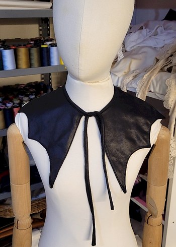 Kızlar için Siyah Deri Goth Bolero - Görsel 3