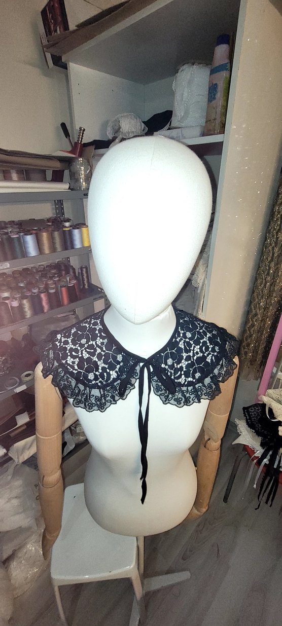 Kızlar için Siyah Dantelli Goth Bolero - Görsel 3