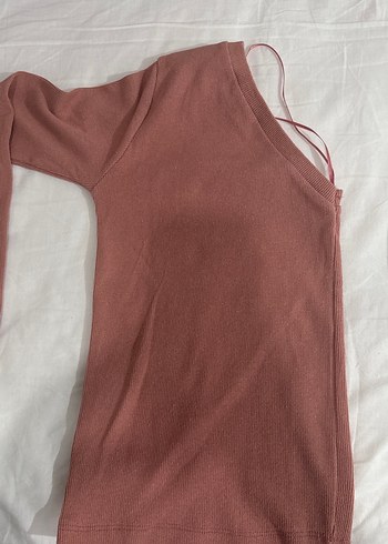 Tek Kollu Pudra Renkli Kadın Kazak - Görsel 3