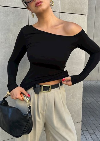 Siyah Tek Omuz Bluz (Ön sipariş) - Görsel 2