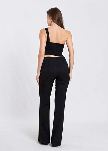 Kadın Siyah Uzun Tek Omuz Bluz (Ön sipariş) - Görsel 5