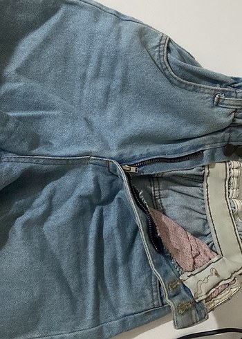 Kadın Gri Mavi Midi Kot Şort - Görsel 5