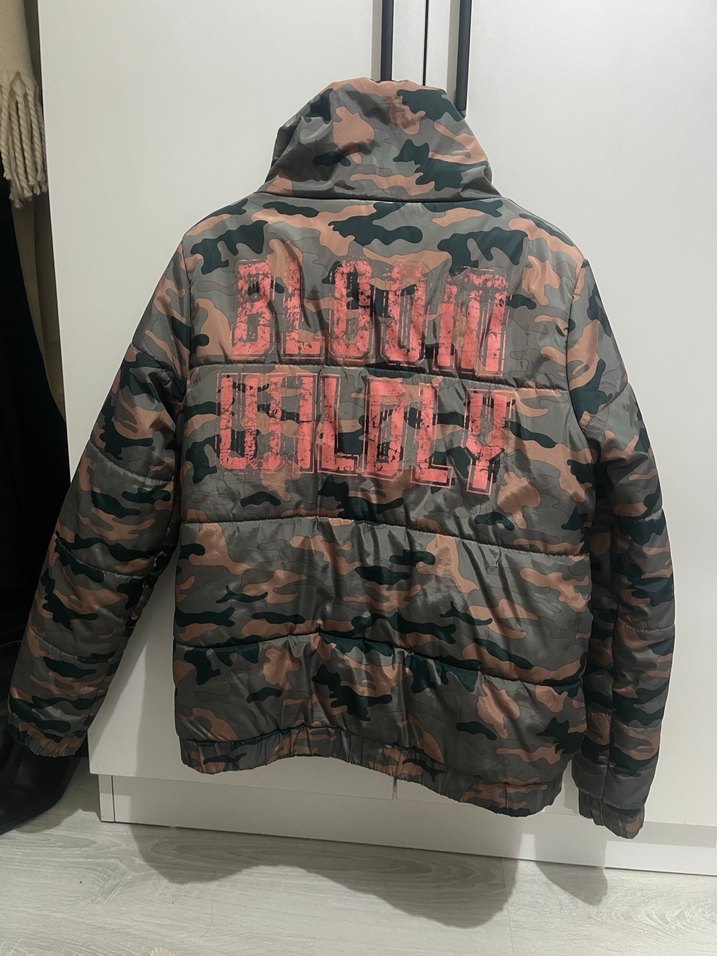 Düğmeli Kamuflaj Kadın Kışlık Mont - Görsel 2