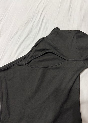 Siyah Tek Omuzlu Mini Elbise - Görsel 3