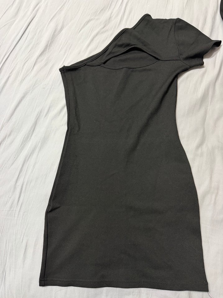 Siyah Tek Omuzlu Mini Elbise - Görsel 2