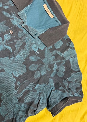 Gri Çiçek Desenli Erkek Polo Tişört - Görsel 2