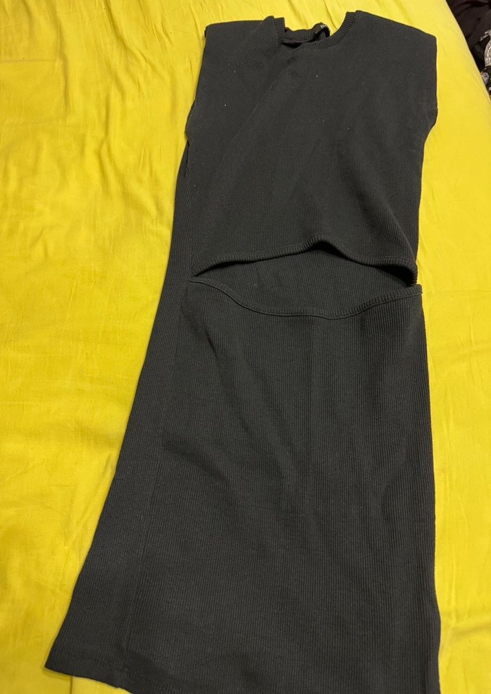 Siyah bel detaylı Yüksek Yakalı Mini Elbise - Görsel 3