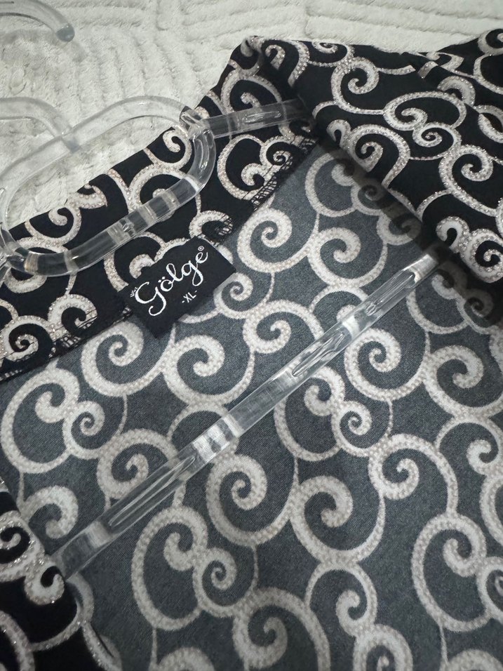 Uzun Kollu Siyah Desenli Kadın Sabahlık - Görsel 3