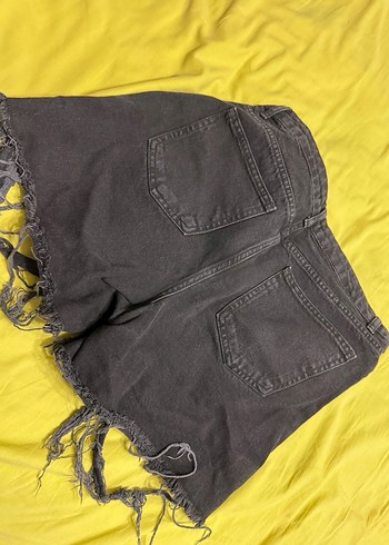 Siyah Kemerli Kadın Mini Kot Şort - Görsel 4