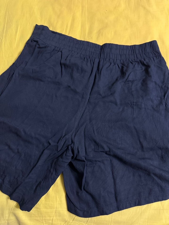 Lacivert keten şort - Görsel 2