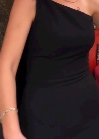 Siyah tek omuz elbise - Görsel 6