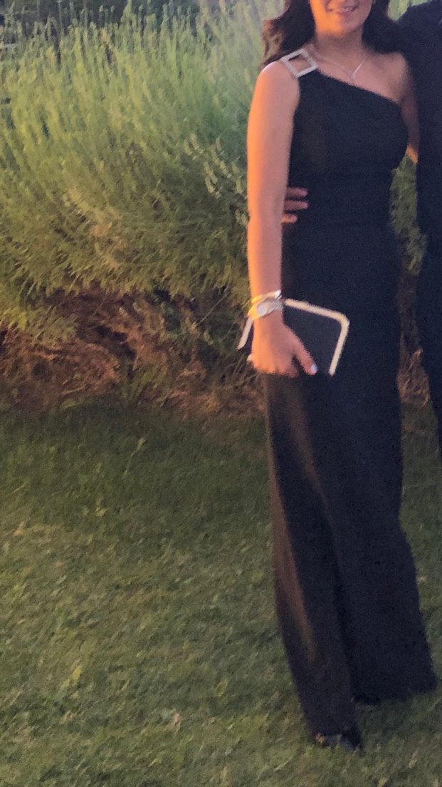 Siyah tek omuz elbise - Görsel 3