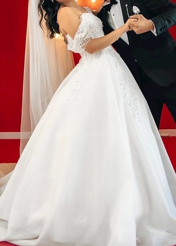 Beyaz A Kesim Modern Klasik Gelinlik - Görsel 2