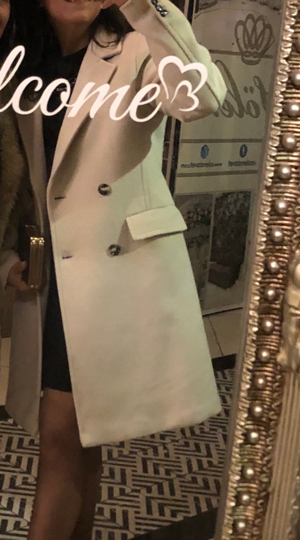 Düğmeli Krem Rengi Kaban - Görsel 2