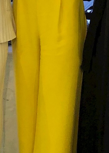 Sarı Midi Askılı Kemerli Kadın Tulum - Görsel 6