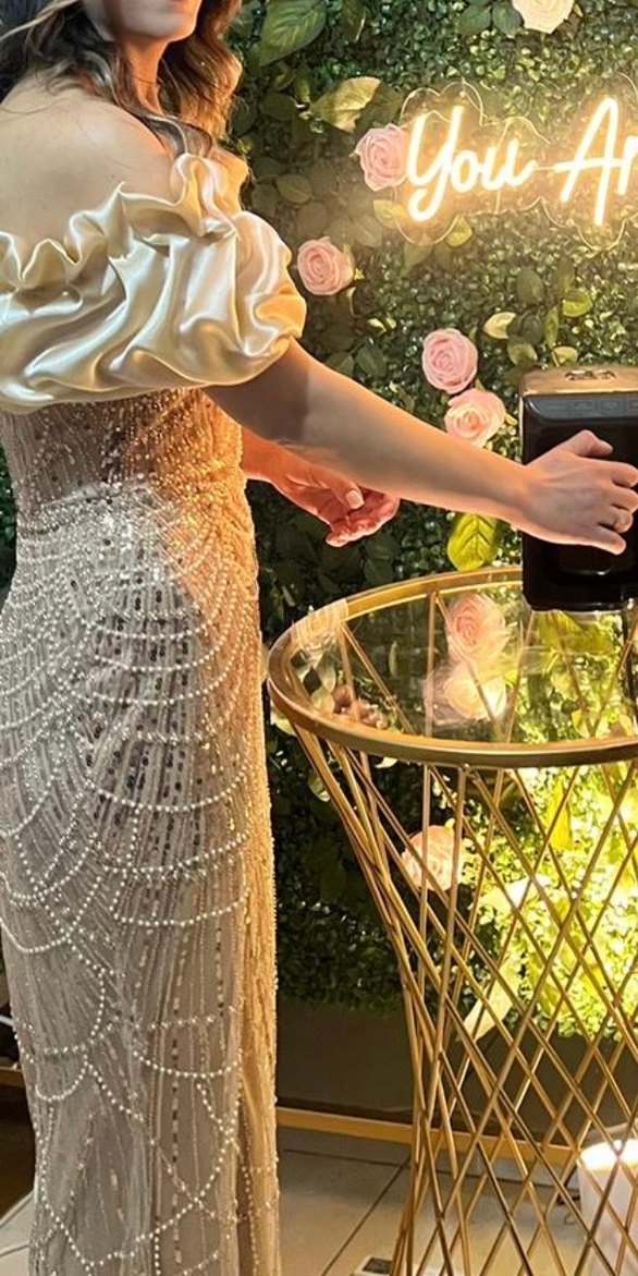 İnci İşlemeli Straplez Uzun Abiye - Görsel 2