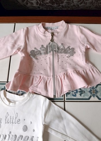 Kız Çocuk Beyaz Uzun Kollu Baskılı Takım - Görsel 2