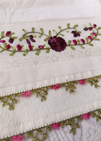 Bordo Nakışlı Bohem Havlu - Görsel 2