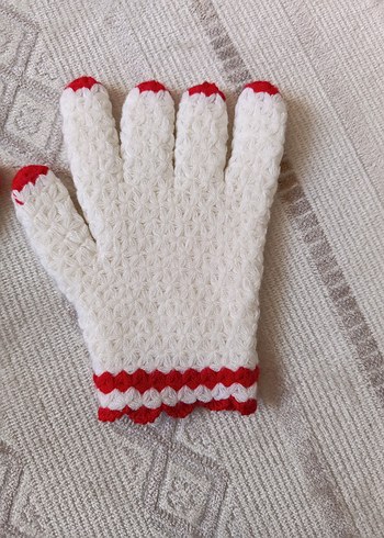 Beyaz Örgü Eldiven banyo kesesi - Görsel 3