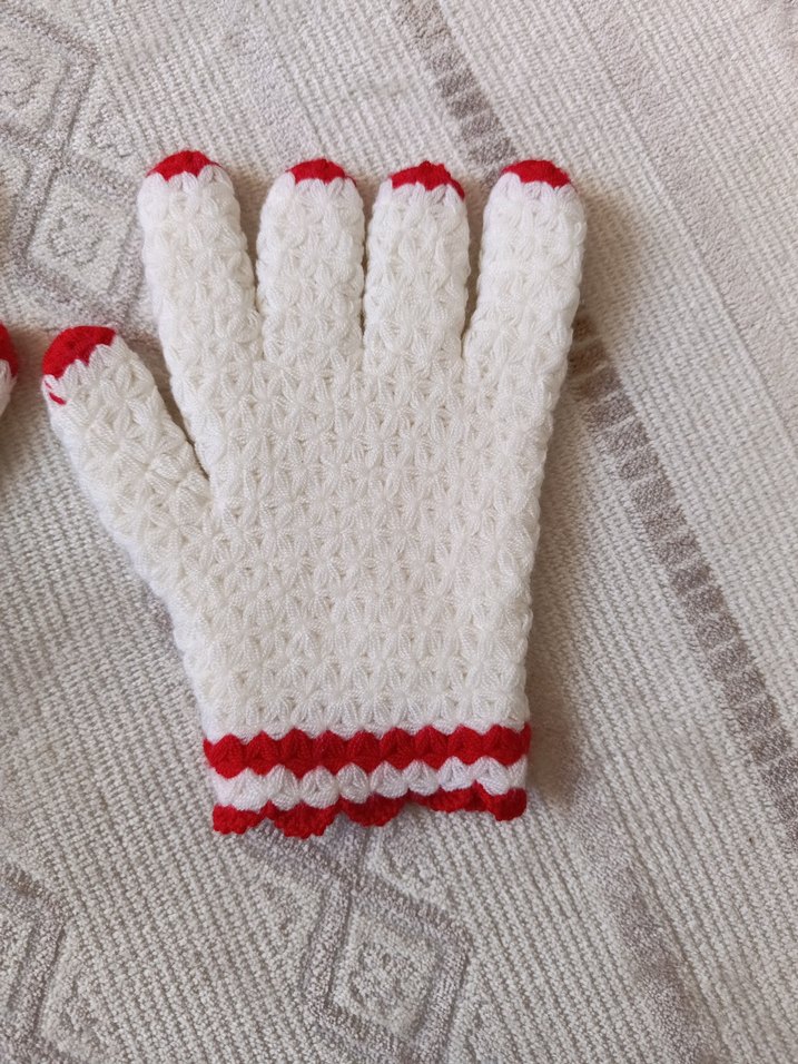 Beyaz Örgü Eldiven banyo kesesi - Görsel 3