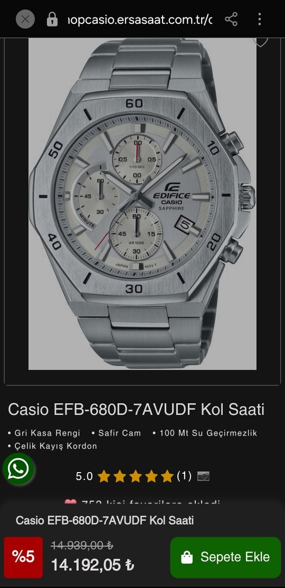 Casio Edifice Safir Cam Orjinal - Görsel 4