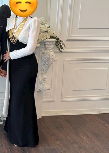 Uzun Beyaz Etnik Desenli Kadın Mezuniyet Elbisesi - Görsel 2