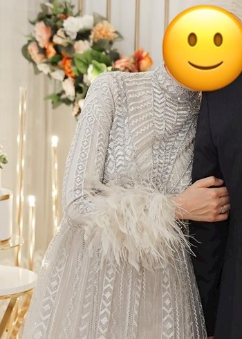 Uzun Kol, Kürklü Bohem Sade Nişan Elbisesi - Görsel 3