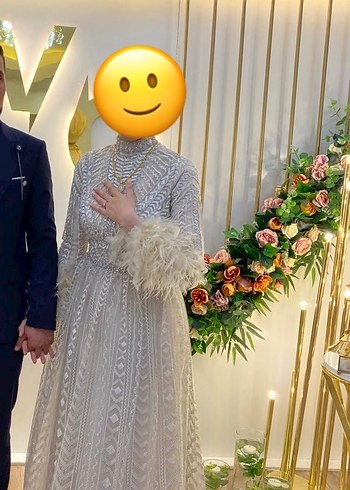 Uzun Kol, Kürklü Bohem Sade Nişan Elbisesi - Görsel 2