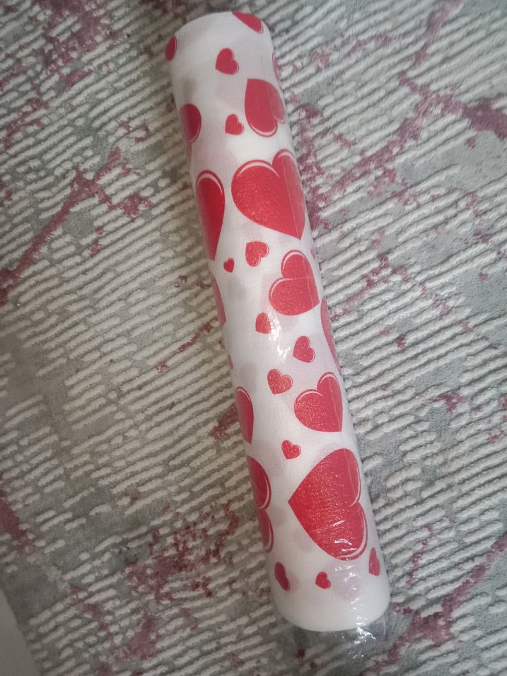 Kalp Desenli Kırmızı Raf Örtüsü 45 Cmx 4 Metre - Görsel 2