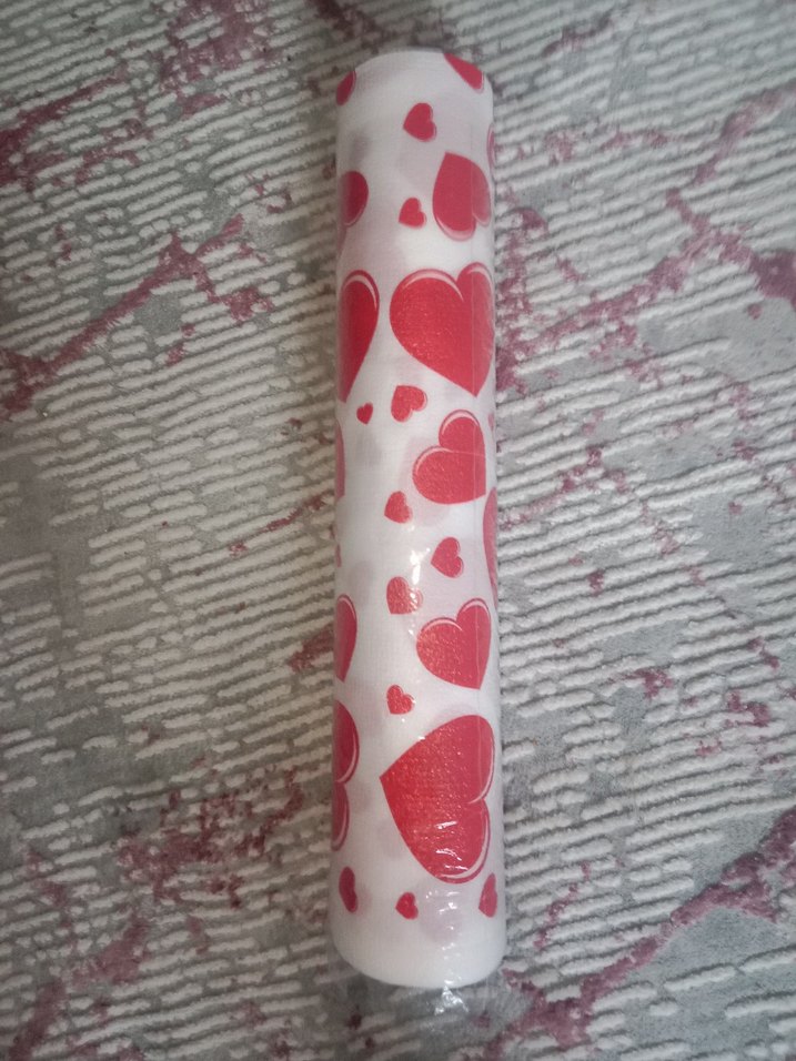 Kalp Desenli Kırmızı Raf Örtüsü 45 Cmx 4 Metre - Görsel 4