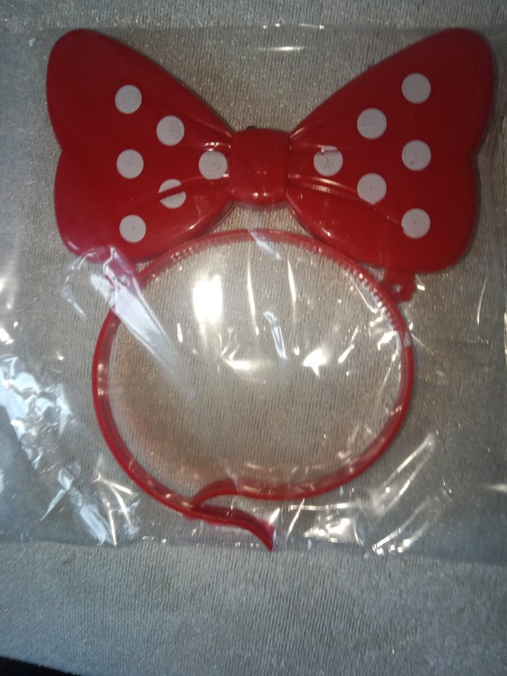 Led ışıklı Kırmızı Puantiyeli Fiyonk Taç - Görsel 4