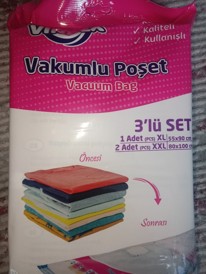 Vakumlu Poşet 3'lü Set XL ve XXL Boy - Görsel 4