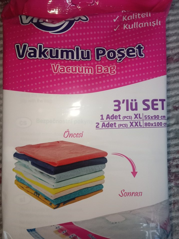 Vakumlu Poşet 3'lü Set XL ve XXL Boy - Görsel 2