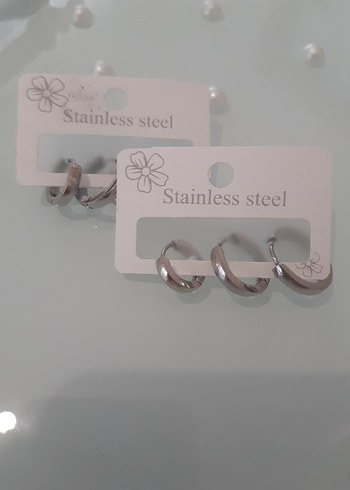 Gümüş Renkli Minimalist Çelik Küpe Seti - Görsel 2