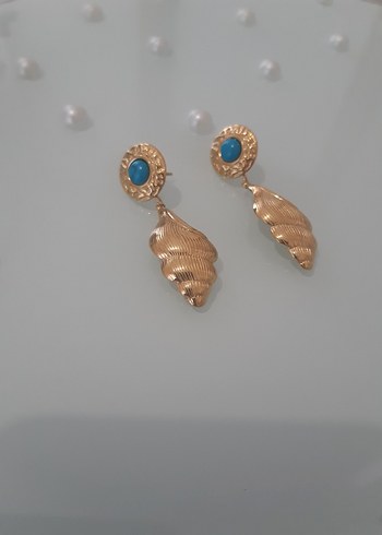 Turkuaz Taşlı Mini Bohem Küpe - Görsel 2